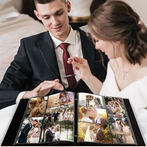 Lanpn Wedding Photo Album 4x6 1000 Pockets, Extra Big Large Capacity Linen Hardcover Newlywed Marriage Album Slip in Holds 1000 horizontal Vertical Photos (Beige) thumbnail 6