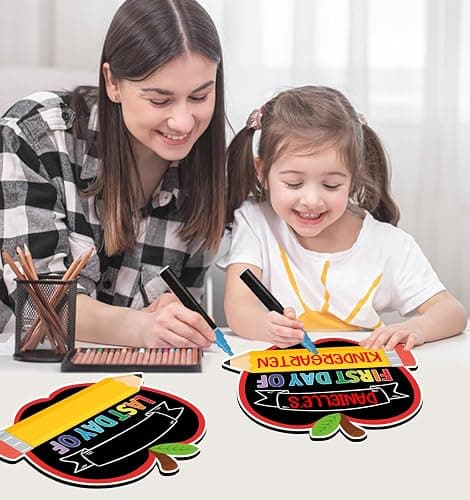 JUESMOS First and Last Day of School Chalkboard First Day of School Sign | 9.5"x11.8" Double Sided Apple Pencil Sign Back to School Supplies Reusable 1st Day of Kindergarten Preschool Photo Props Sign thumbnail 5