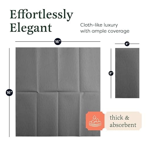 100-Pack Linen-Feel Black Napkins, 16"x16" Dinner Napkins for Restaurant, Party, Kitchen Or Event, Bookfolded Guest Towel for Bathroom, Guestroom Or Vanity. thumbnail 3