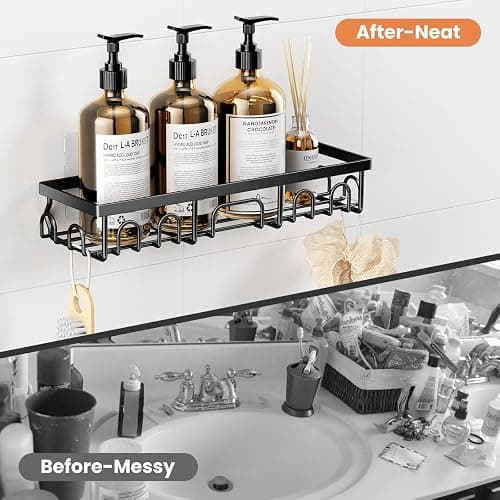 Shower Caddy, 3 Pack Shower Shelves for Inside Bathroom, Rustproof Adhesive Bathroom Organizer with Soap Holder, No Drilling Washroom Organizers and Storage for Bathtub Room/Kitchen/Home, Black thumbnail 8