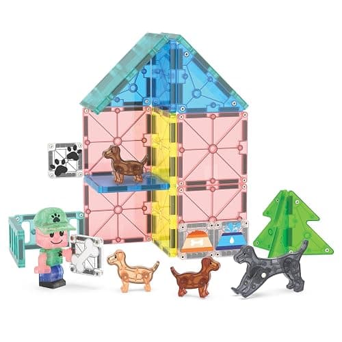 MAGNA-TILES Puppy Park 27-Piece Magnetic Construction Set, The Original Magnetic Building Brand thumbnail 6