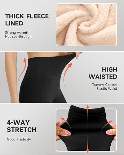 GAYHAY Fleece Lined Leggings for Women – Thick Winter Warm Thermal High Waisted Tummy Control Workout Yoga Pants thumbnail 4