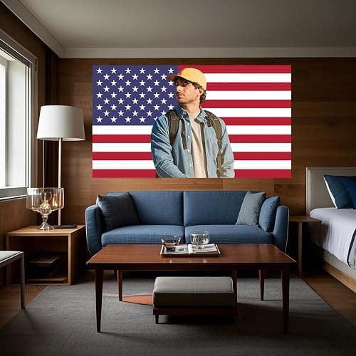 Custom Pink American Flag Personalized American Flag Themed Wall Decor Banner For Room Customizable To Add Your Photos Or Text.Size(2x3/3x5/4x6/5x8ft) thumbnail 2