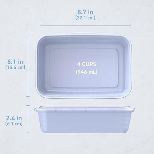 Bentgo Prep - 20-Piece 1-Compartment Reusable Meal Prep Containers with Lids, PFAS & BPA Free Materials, Durable, Microwave, Freezer, & Dishwasher Safe To Go Food Storage (Periwinkle) thumbnail 2