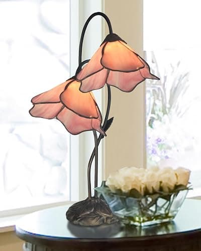 Dale Tiffany TT12146 Poelking 2-Light Pink Lily Table Lamp, Bronze thumbnail 2