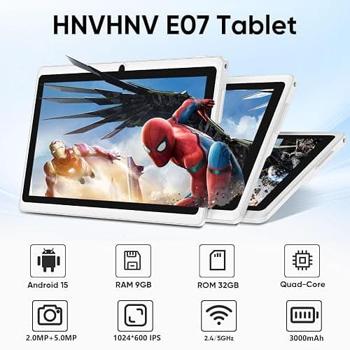 HNVHNV Android 15 Tablet 7 Inch Tablet, 9GB RAM 32GB ROM 1TB Expansion, Quad-core Processor, Dual Camera, 5G/2.4G WiFi, Bluetooth, Parental Control, Drop-Proof Case (Pink) thumbnail 2