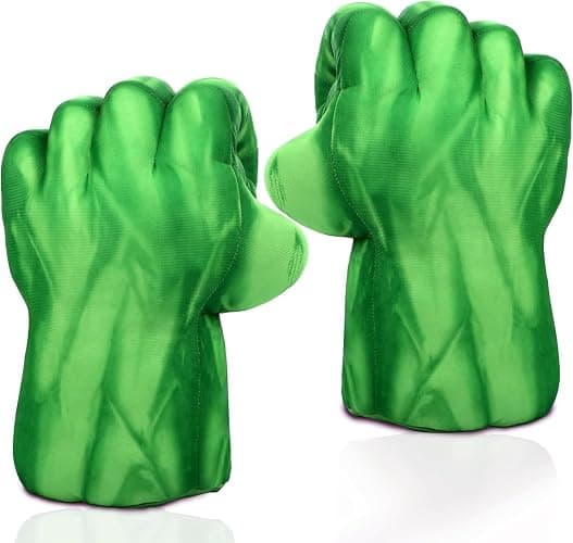 PROVAINT Superhero Gloves for Kids - Soft Plush Boxing Mitts with Secure Grip for Role Play, Halloween Dress Up, Birthday Gifts - Green Hero Costume Accessories for Children and Adults （Green） - Image 1