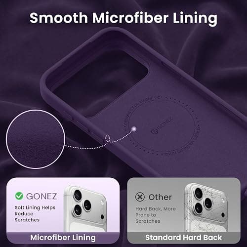 GONEZ for iPhone 18 Pro Case/iPhone 17 Pro Case, Deep Purple | Fit for MagSafe, Screen Protector, Full Camera Protection, Premium Silicone Cover Shockproof Drop Protection Slim Phone Case thumbnail 5