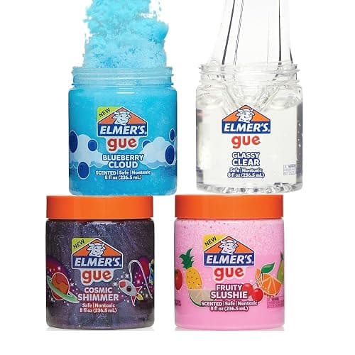 Elmer's Gue Premade Slime Variety Pack, Clear, Scented, Glitter, 4 Count - Perfect for Kids Activity, Summer, Arts & Crafts, School Classroom, Birthday Party Gift - Image 1