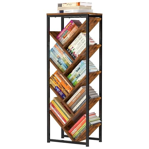 Cutogxon Tree Bookshelf - 9 Tier Floor Standing Tree Book Storage Organizer with Adjustable Feet for Hardcover Books, Vintage Living Room, Patent Pending - Image 1