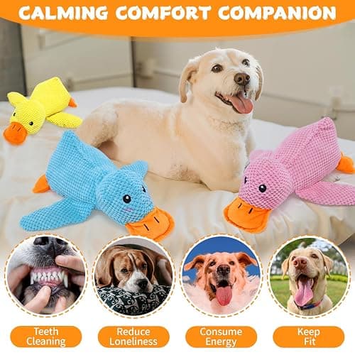 VOXGET Calming Duck Toy for Dogs, 2026 New Interactive Crinkle Toy with Quack Sound for Dogs Teeth, Soft Stuffed Plush Mellow Calming Duck Pillow for Puppy Keep Busy -Yellow, 9.8"x8.6"(S) thumbnail 7