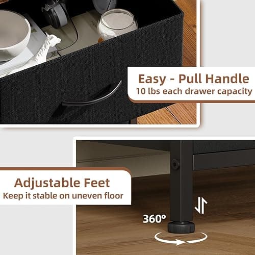 Somdot Tall Dresser for Bedroom with 5 Drawers, Storage Chest of Drawers with Removable Fabric Bins for Closet Bedside Nursery Laundry Living Room Entryway Hallway, Black thumbnail 7