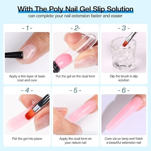 Morovan Poly Gel Slip Solution Kit: 4oz Slip Solution Liquid for Poly Gel Nails Dual-Ended Brush Pusher for Beginner thumbnail 9