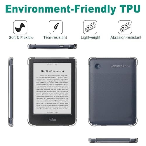 Tenano Clear Case for Kobo Clara Colour/BW/2E, 6" Lightweight Scratch-Proof Silicone Back Cover, Clear thumbnail 3