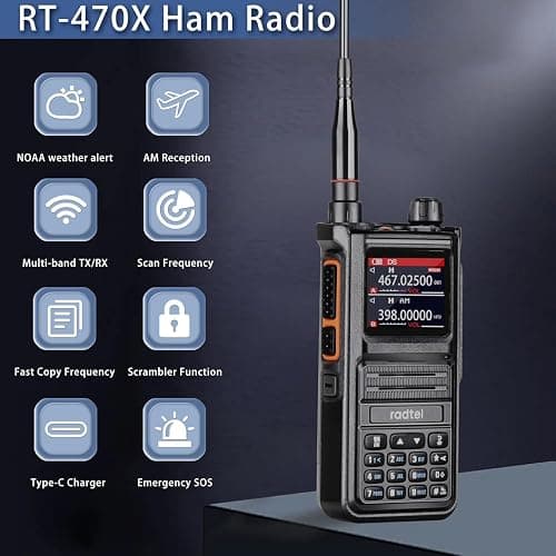 Radtel RT-470X Ham Radio Walkie Talkies 256CH Aviation Air Band Two Way Radio NOAA Police Scanner Marine Long Range Handheld Transceiver USB-C, Wireless Copy Frequency thumbnail 6