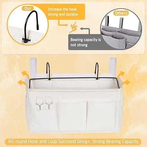Lilithye Bedside Caddy, Bedside Storage Bag Hanging Organizer for Bunk Bed | Bed Caddy with Fixed Straps and Water Bottle Holder for Home, College Dorm, Bunk Bed, Hospital Bed and Crib Bed Rails thumbnail 5