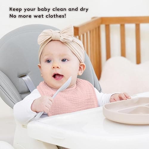 Susurration Muslin Baby Drool Bibs 10Pack Soft Square Adjustable Bandana Bibs for Unisex Baby Girls & Boys thumbnail 2