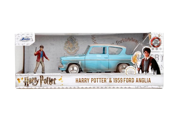 Jada Toys Harry Potter & 1959 Ford Anglia DIE-CAST Car, 1: 24 Scale Vehicle & 2.75" Collectible Metal Figurine, Rusty Blue thumbnail 2