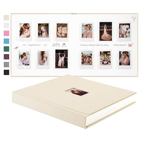 Mini Photo Album For 2x3 Pictures, Linen Hardcover Polaroid Photo Album With Writing Space, Polaroid Album Book For Fujifilm Instax Mini Instant Camera (Beige) - Image 1