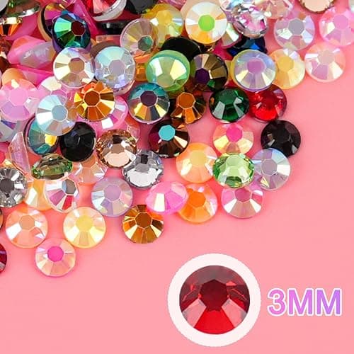 Canvalite 35000Pcs 40 Colors Jelly Rhinestones for Bedazzling, 3mm Multicolor Resin Flatback Gems for Diamond Art, Bedazzler Kit with 3Pcs 15ml Jewelry Glue for Crafting Book Shoes Nail Art thumbnail 6