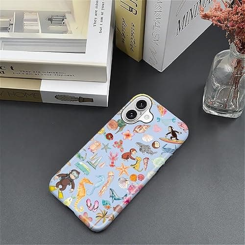 CARLOCA Case for iPhone 16,Monkey Summer Beach Shell Design Hybrid Dual Protection Soft TPU + Hard PC, Shockproof & Anti-Scratch Cover Men Women Stylish Protective Phone Case thumbnail 3