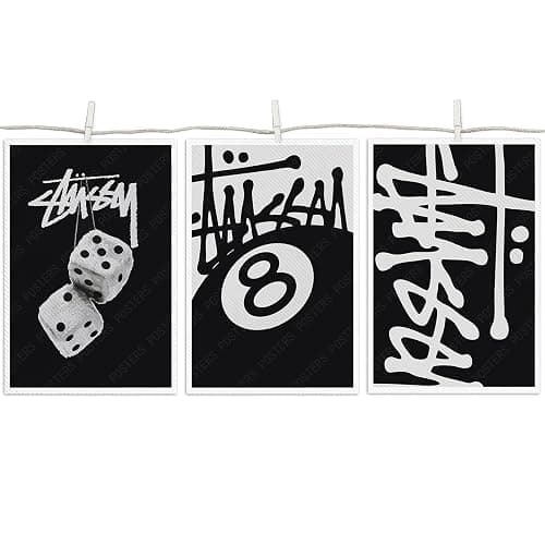 Trendy 8 Ball Black And White Wall Art Minimalist Dice Poster Y2k Urban Pop Canvas Print Set Of 3 Teen Room Dorm Wall Decor For Bedroom Living Room Office 8X12 in Unframed thumbnail 2