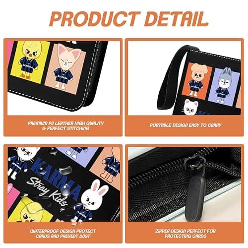 Stray Kids Fotokarten 400 Taschen, Kpop-Sammelalbum mit 4 Fächern, insgesamt 50 Seiten, Süßer Cartoon-Fotokartenordner, Idol-Cartoon-Fotoschutzalbu thumbnail 4