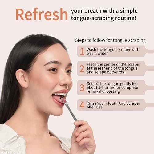 MasterMedi Tongue Scraper for Adults, 100% Stainless Steel Tongue Scrubber for Bad Breath, Easy to Use, Tongue Cleaner for Oral Care & Hygiene (SPTC-1|with Case) thumbnail 6