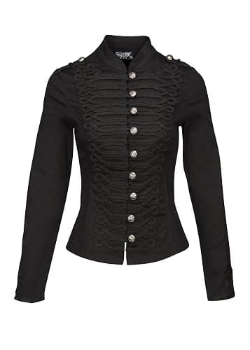 Pretty Attitude Womens Black Military Look Steampunk Gothic Jacket with Buttons - Image 1