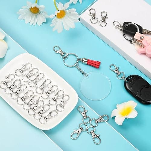 Anezus 100Pcs Key Chain Clip Hooks Swivel Lanyard Snap Hook Keychain Hooks for Lanyard Key Rings Crafting thumbnail 2