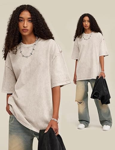 Arssm 3 Pack Men Oversized T Shirts Vintage Tee Loose Fit Short Sleeve Casual Streetwear Baggy Washed Unisex Tops thumbnail 2