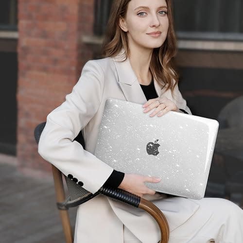 MOSISO Compatible with MacBook Air 13 inch Case 2025 2024 2023 2022 M4 A3240 M3 A3113 M2 A2681, Sparkly Glitter Hard Shell&Keyboard Cover&Screen Film&Pouch for MacBook Air 13.6 inch Case, Transparent thumbnail 8