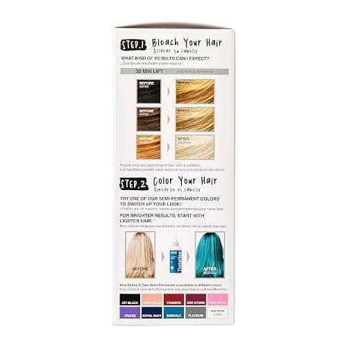 KISS Lift Up Complete Hair Bleach & Icy Silver Toner Kit, Gentle Conditioning Formula that Reduces Brassiness, Complete 6-Pc DIY Bleach Kit, ICE thumbnail 3