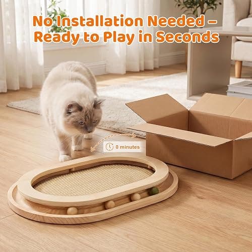 Chuiendi Cat Scratcher, Natural Sisal Cat Scratcher Pad & Interactive Kitten Toy with Ball Track and Catnip Ball for Indoor Chasing, Hunting, Mental and Physical Exercise, Puzzle for Small Cats thumbnail 2
