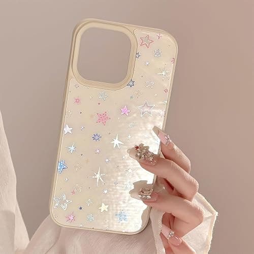 Bling Glitter Colorful Stars Anti-Scratch Protective Phone Case for iPhone (Yellow,iPhone 13) thumbnail 5