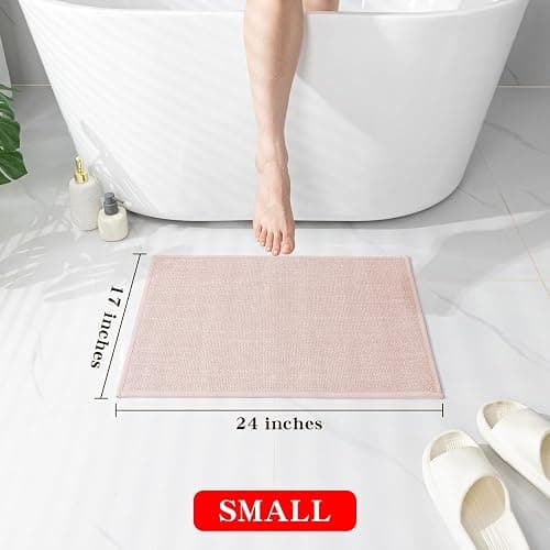 *BOUGHT* Bathroom Rugs Mat 24x17, Ultra Thin Non Slip Bath Mat Small Quick Dry Absorbent Bath Mat for Bathroom Floor, (Pink, 24"x17") thumbnail 2