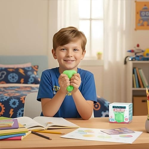 BounceBack Glow Cube - Soft Silicone Stress Ball for Kids & Adults | Glow in the Dark Autism Fidget Cube Gift | Squishy Sensory Toy for Stress & Anxiety Relief, ADHD Present for Girl Boy | Mondiko® thumbnail 2