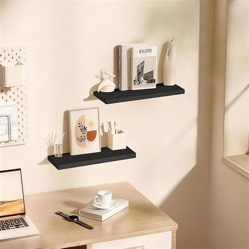 BAYKA Floating Shelves for Wall, 22.5 inches Black Wall Shelves for Bathroom, Bedroom, Living Room, Kitchen & Book, Hanging Display Decor Organizer Shelf with 22 lbs Capacity thumbnail 4