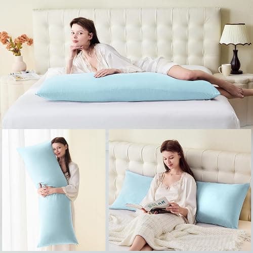 DOWNSTORIA Body Pillow Cover, Ultra Soft Microfiber Long Pillowcase, Envelope Closure Large Pillow Cases 20x54 inch (Light Blue) thumbnail 5