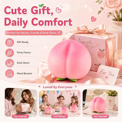 6In Peach Squishy, Jumbo Squishy Peach Giant Big Realistic Peach Moldable Soft Squishys Slow Rising Stress Ball for Anxiety Stress Party Favor for Adults (6IN Peach) thumbnail 7