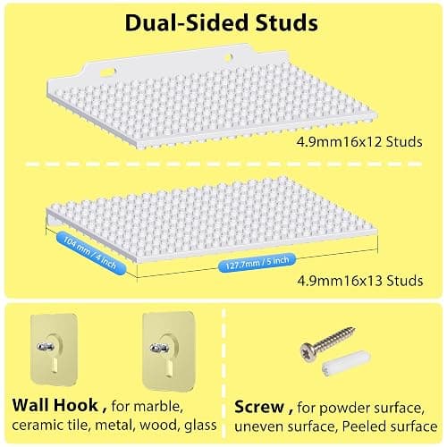 LRANFOW 6 Floating Shelves for Wall Display Compatible with Lego Building Bricks, 4.9mm16x13 Studs for Toy Brick Storage and Display, Dual‑Sided Display Shelf for Room Decor thumbnail 4