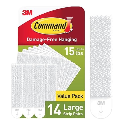 Command 15 lb Large Picture Hanging Strips 28 Pairs (56 Strips), Damage-Free Hanging Picture Hangers, No Tools Wall Hanger for Home Decor, White Adhesive thumbnail 8