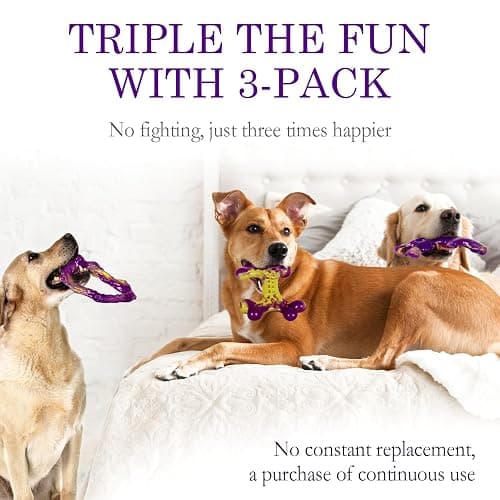 Frienhund Tough Dog Toys for Aggressive Chewers 3 Pack, Indestructible Dog Toy for Large Dogs, Bacon Flavored, Keeps Dogs Busy thumbnail 3