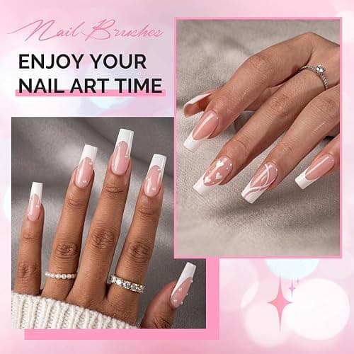 MelodySusie French Manicure with Rosewood Handles Nail Brush, Size #16 | Clean Up Brush, with Brush Holder, Professional Nail Art Tool for Acrylic Application, Powder, Extension & 3D Carving thumbnail 6