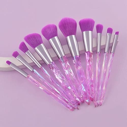 Kingtree Makeup Brush Set, 10PCS Crystal Makeup Brushes Premium Synthetic Foundation Powder Concealer Eye Shadow Blush Makeup Brushes Set, Professional Make Up Brush Kit for Girls Ladies thumbnail 7