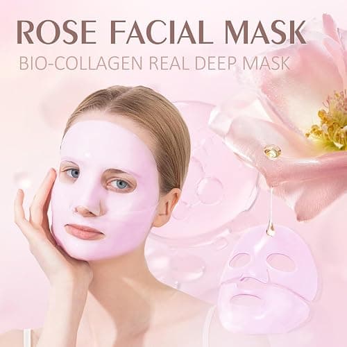 sylvérie Rose Bio-Collagen Face Masks, 10 Pack Hydrating Facial Mask | Skin Care for Women, Moisturizing Beauty Rose Sheet Masks, Spa Gift for Women, Hydrating Mask for All Skin Types thumbnail 2