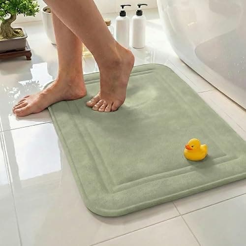 ITSOFT Memory Foam Bath Mat 59X23, Non Slip, Machine Washable, Quick Dry & Absorbent Rugs, Bath Mats for Bathroom Floor, Tub & Shower, Bathroom Rug, Sage Green - Image 1