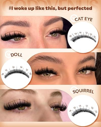 Goddvenus Manga Lash Clusters With Spikes Wispy Cluster Eyelash Extensions Fluffy Anime Eyelashes Clusters Reusable Faux Mink Fairy Individual Lash Extension (D Curve 12-18mm 204 pieces) thumbnail 7
