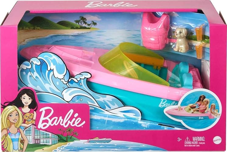 Barbie Boat with Puppy and Themed Accessories, Fits 3 Dolls, Floats in Water, Great Toy for 3 to 7 Year Olds thumbnail 6