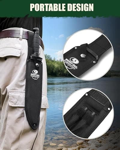 Mossy Oak Survival Hunting Knife with Sheath, 15-inch Fixed Blade Tactical Bowie Knife with Sharpener & Fire Starter for Camping, Outdoor, Bushcraft thumbnail 6